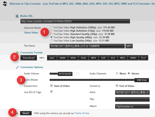 ... ClipConverter」、最大320kbpsの高音質でダウンロード